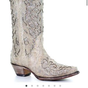 CORRAL Women’s White Glitter Inlay Western Boots